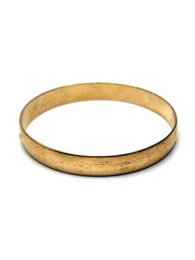 Gold Tone Smooth Bangle Bracelet - 10mm Wide